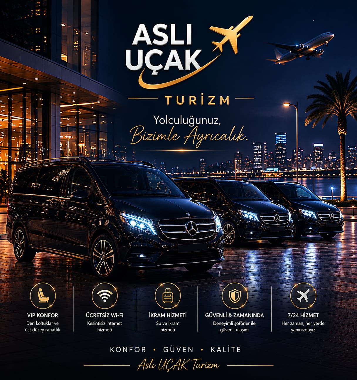Aslı Uçak Turizm gece VIP transfer görseli
